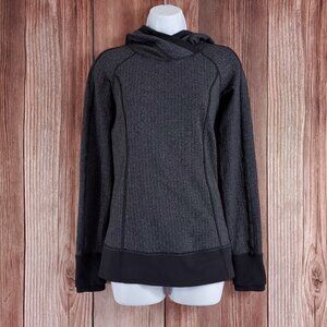 Lululemon Womens Size 4 Think Fast Hoodie Heathered Herringbone Black Gray